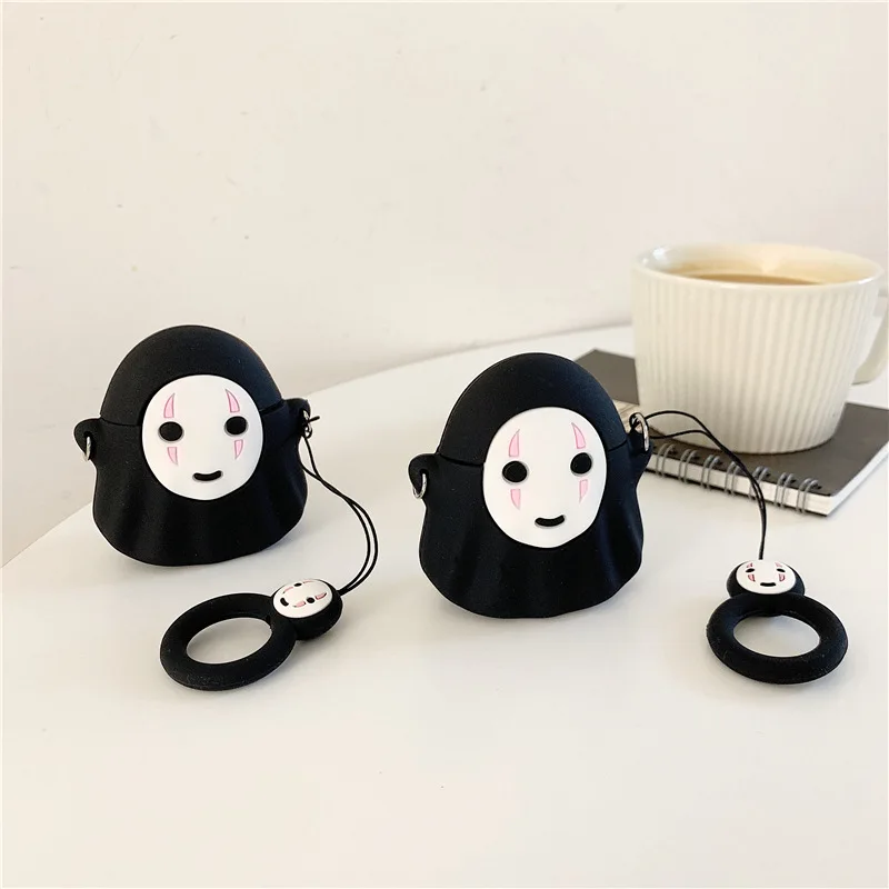 3D мультяшный чехол для гарнитура для Airpods чехол s для Apple Airpods 2 милые аксессуары Защитная крышка с кольцом на палец ремень без лица человек