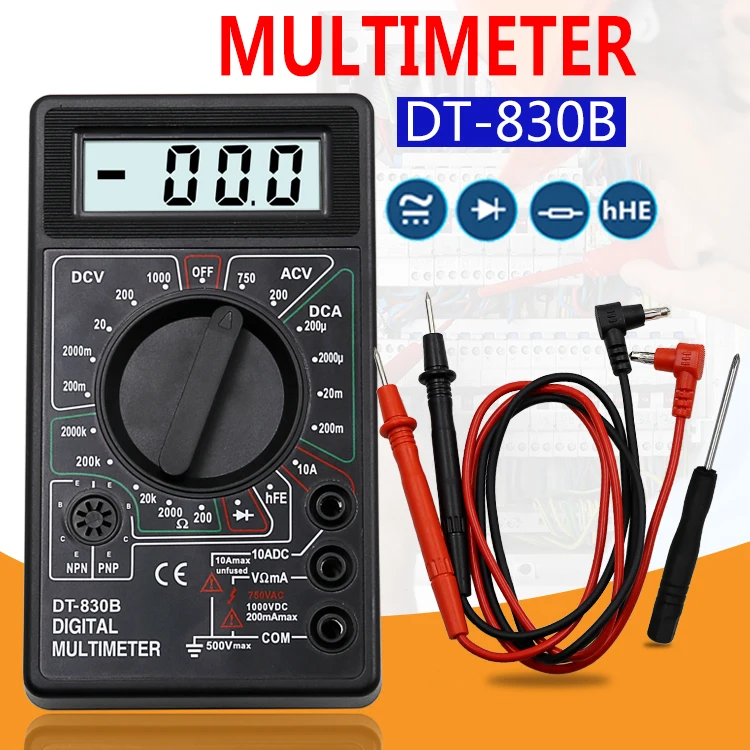 Multimeter Digital Blau Hunpta@ Digital LCD DT-830B Handmultimeter Volt Ampere Temperaturmessgerät 