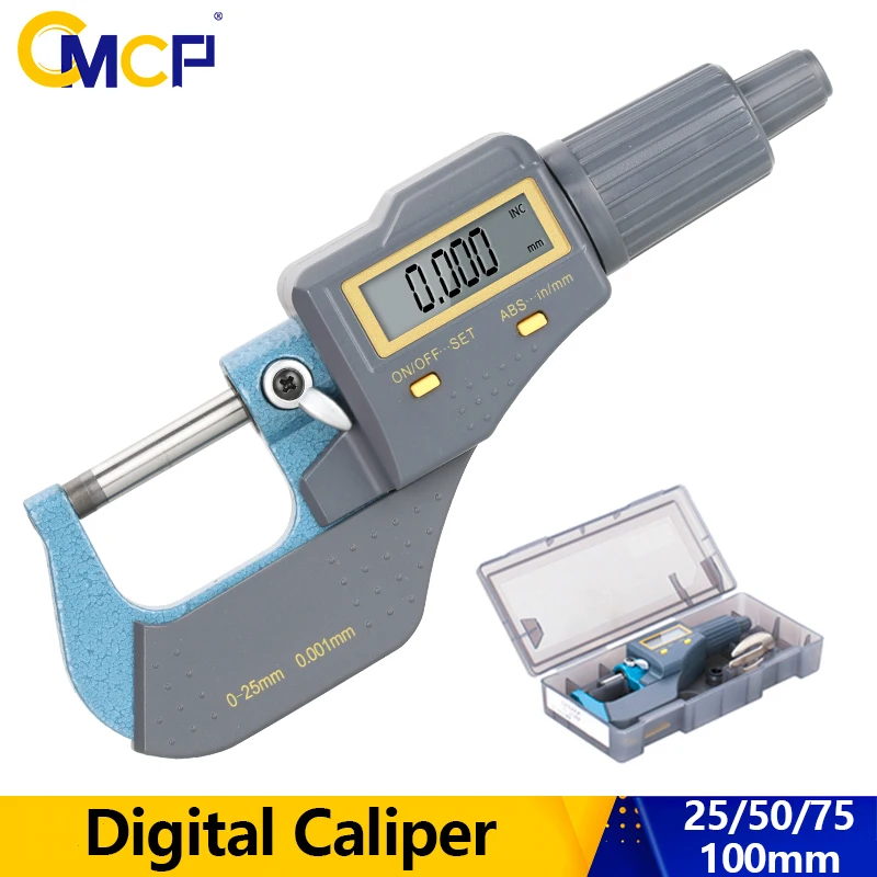 

CMCP Digital Micrometer 0.001mm 0-25/50/75/100mm Electronic Caliper Gauge with LCD Screen Measuring Tools Outside Micrometers
