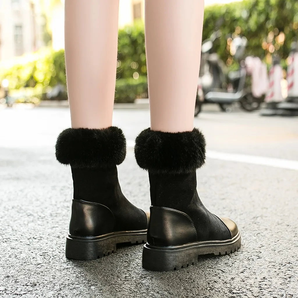 Женские ботинки на платформе Уличная обувь женские высокие плюшевые молнии