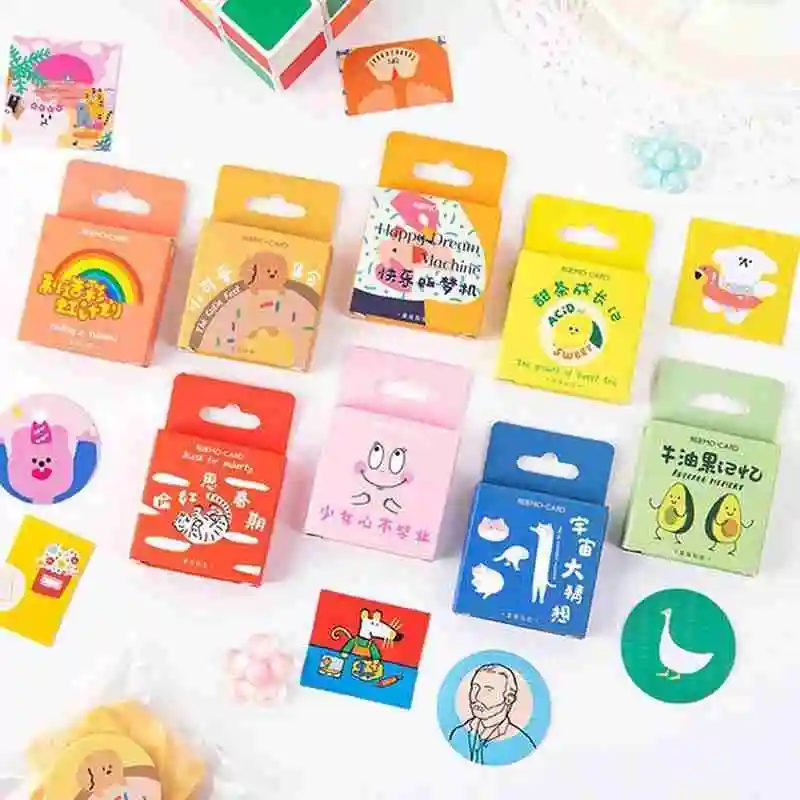 

46 Pieces In Box Diary Sticker DIY Handbook Decoration Adhesive Sticker Scrapbooking Package Album Self Sealing C1E4