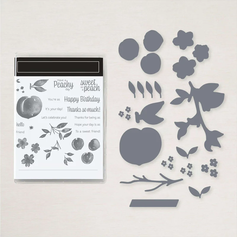 

Clear Stamps And Cutting Dies Sweet Peachy Happy Birthday Thank So Much Friend For DIY Scrapbook Photo Album Craft Card 2021 New