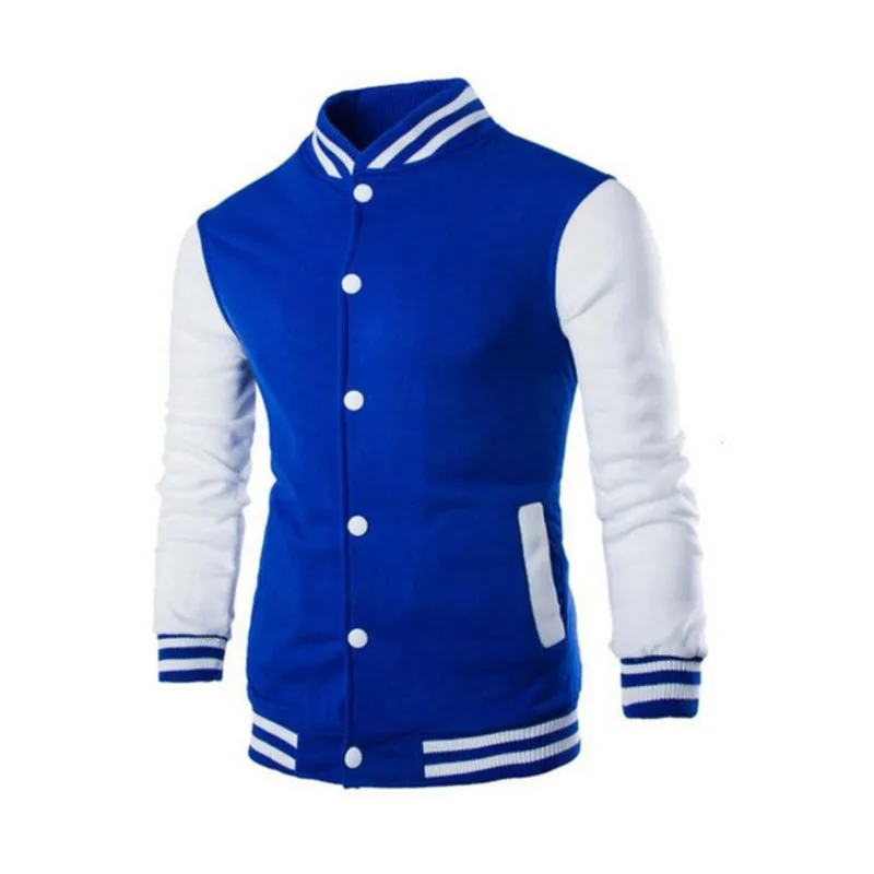 hoodie Men Fashion Contrast Baseball Wear Casual hoodies Button Pocket Long Sleeve Jacket ropa hombre talla grande