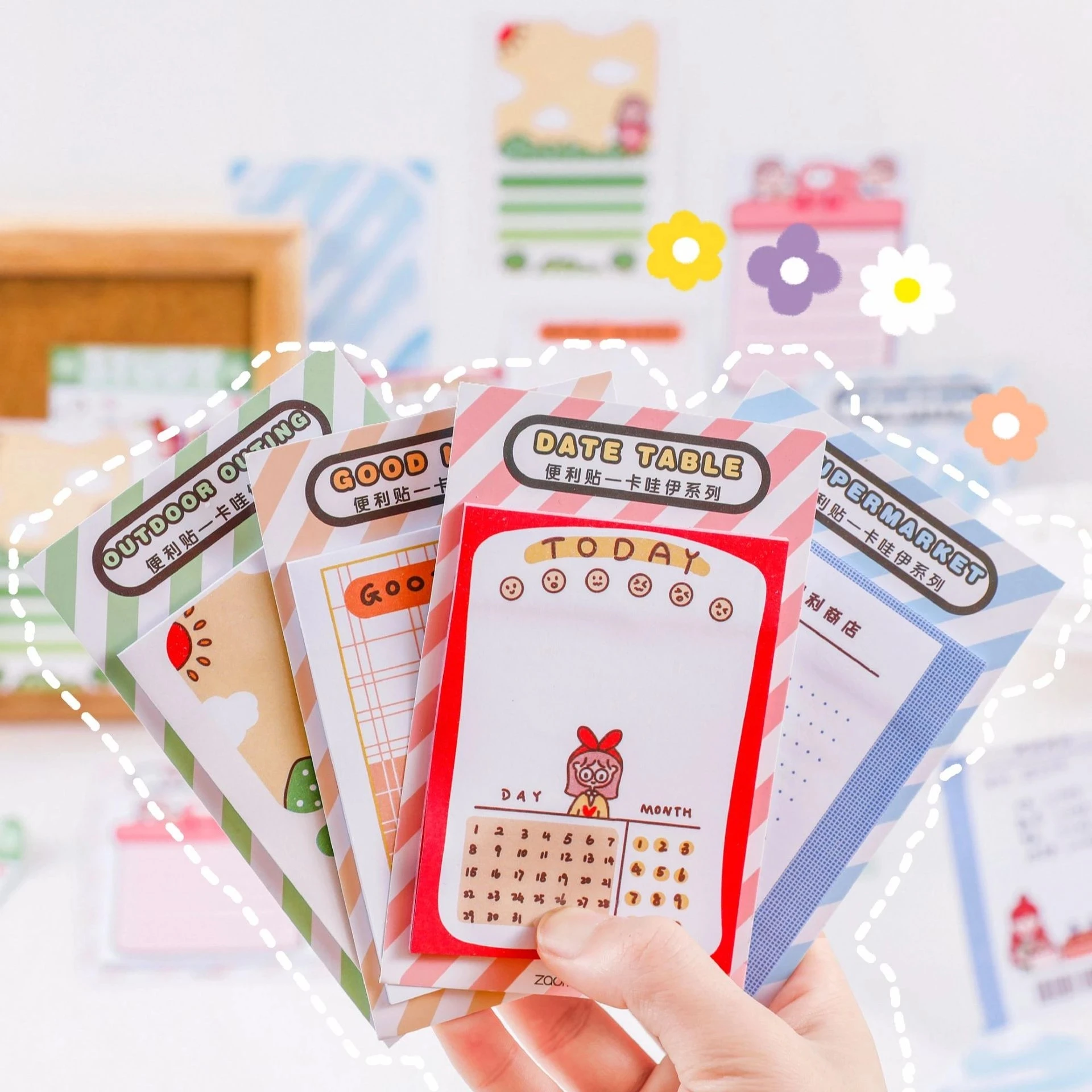 

30 Sheets Date Table Memo Notes Kawaii Series Creative Handbook Memo Pads Stationery Sticky Note Office Supplies Korean Memo