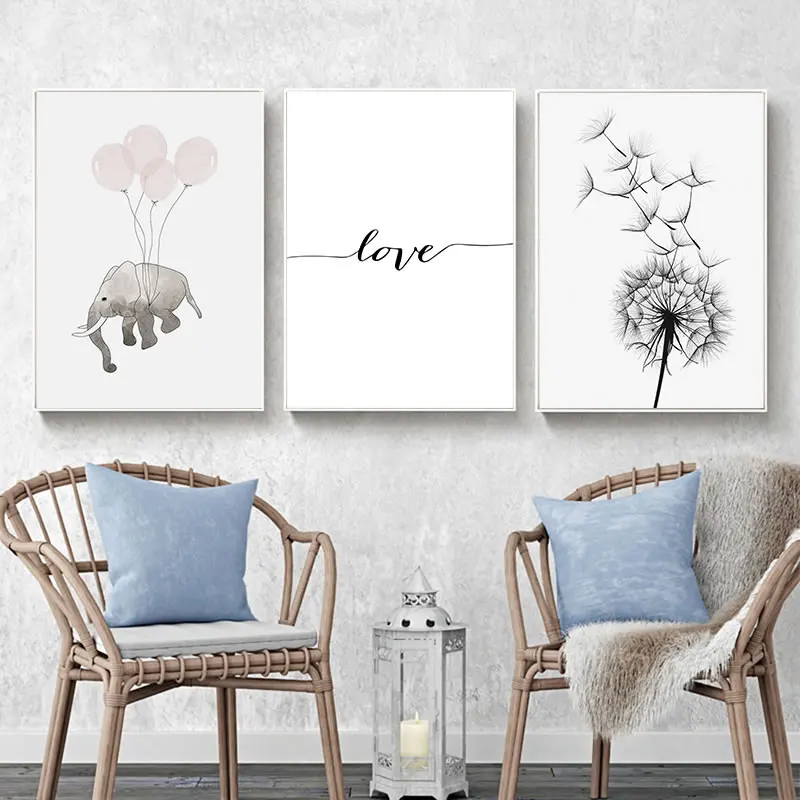 Маленький чистый милый мультяшный слон воздушный шар Одуванчик простой