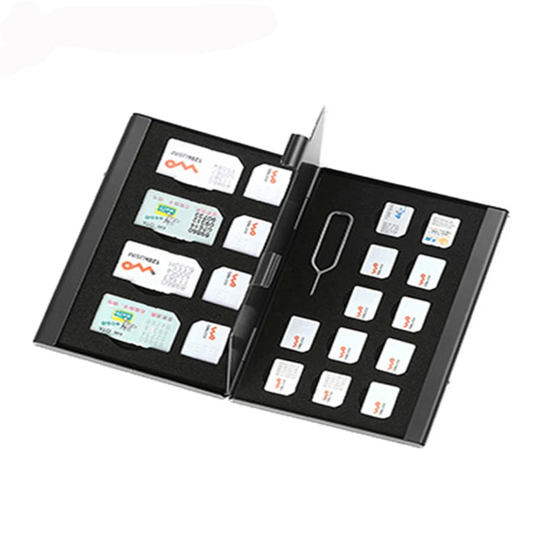 

Портативный 21 в 1 Алюминий Портативный SIM микро-контактный разъем Dual SIM карты Nano SIM игла для извлечения карты коробка для хранения карт памяти...
