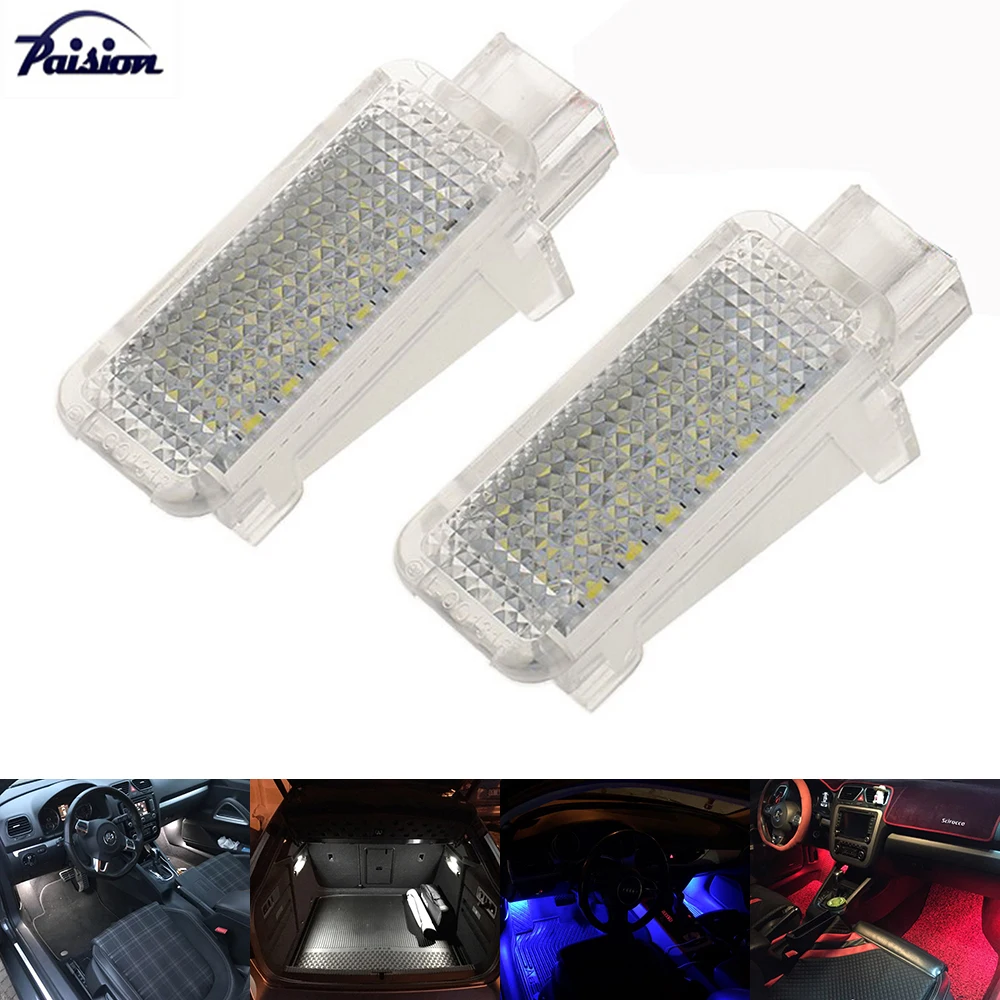 2 шт. светодиодный светильник для ног под дверью для VW Touareg Tiguan Passat Skoda Octavia Superb Audi A4 A6
