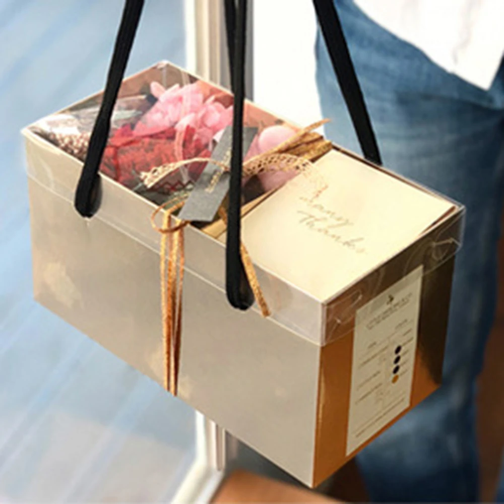 1 шт. золотой черный цветок подарочная коробка для десертов сумки Бумажная