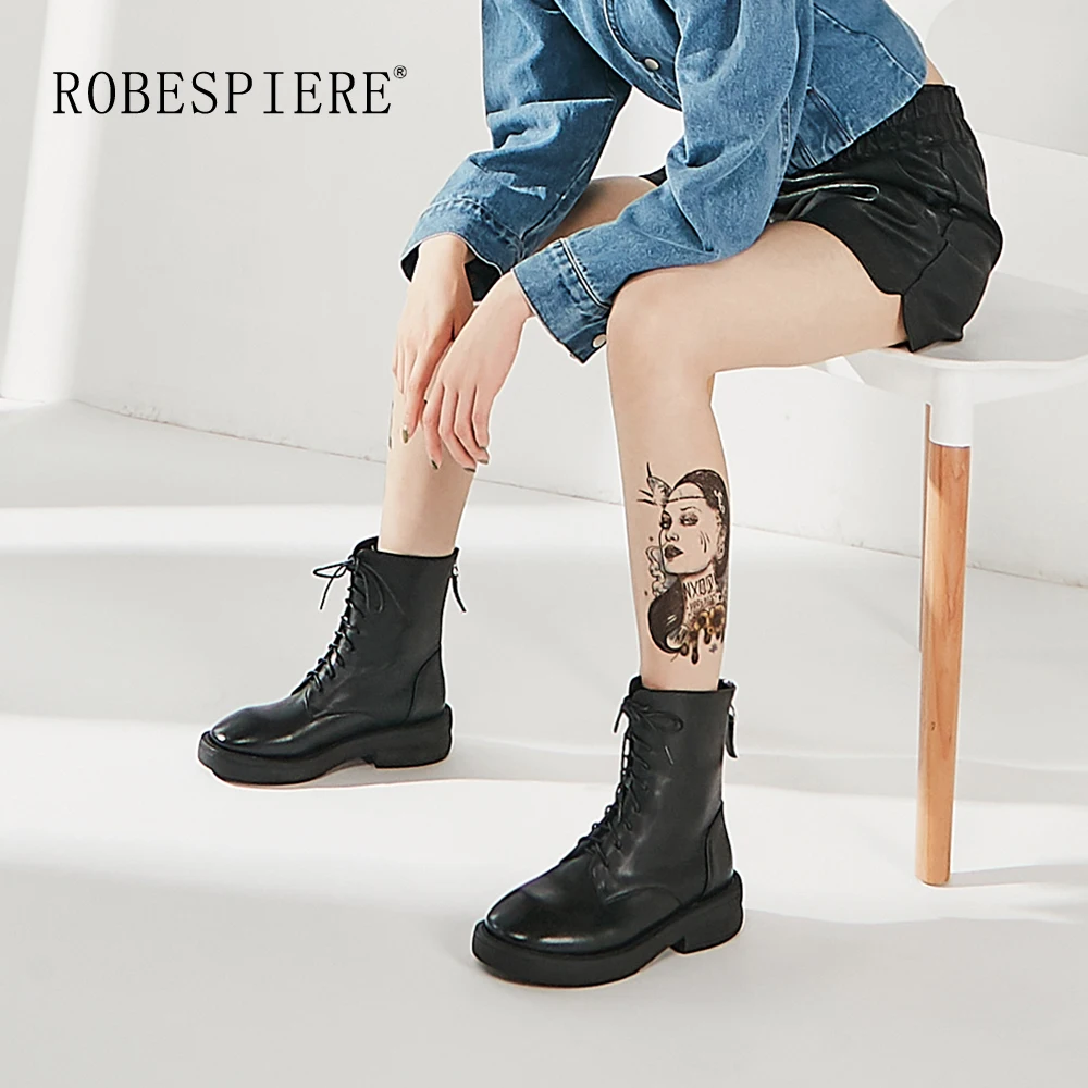 Женские ботильоны из коровьей кожи ROBESPIERE классические ботинки на платформе со