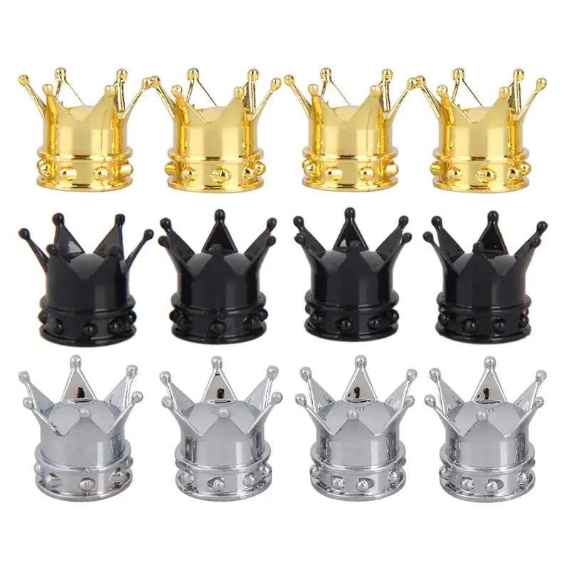 

4pcs/lot Bicycle Tire Valve Caps Universal Dustproof Gold Crown Tyre Wheel Stem Air Valve Caps Tire Valve Auto Truck Bike