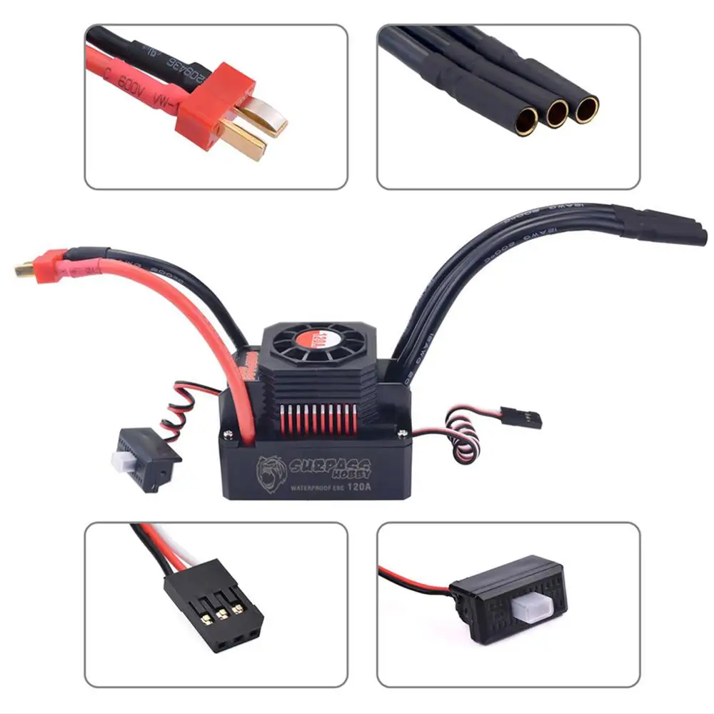 Surpass Hobby KK Waterproof ESC Brushless Motor Combo 4076 1350/1500/2000/2250KV with 120A for 1/8 RC Car Drift Racing | Игрушки и хобби