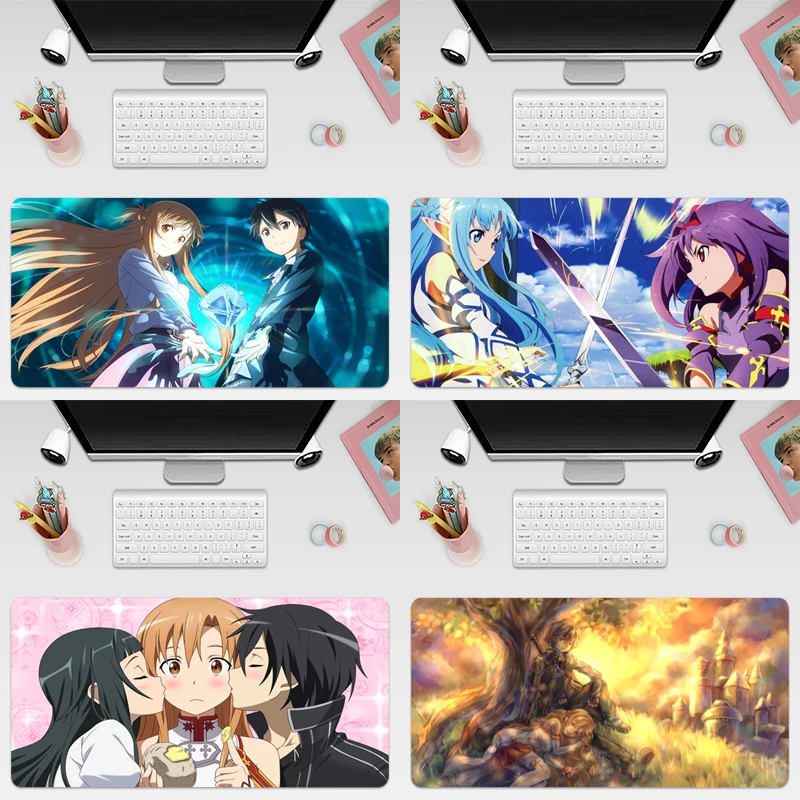 

Большой чехол с клавиатурой из аниме «Sword Art Online», нескользящий коврик с резиновой основой для компьютера, Настольный коврик, коврик для комп...