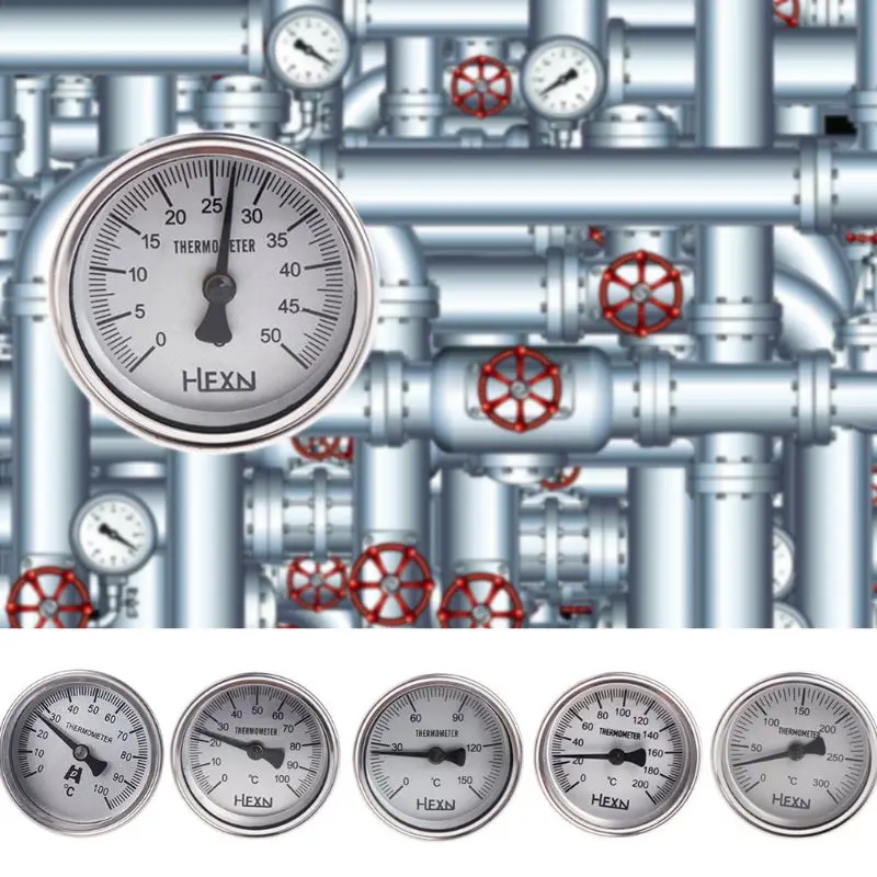 

Stainless Steel Bi-metallic Thermometer 1/4PT Thread L=100mm 0~50~300 WSS-303