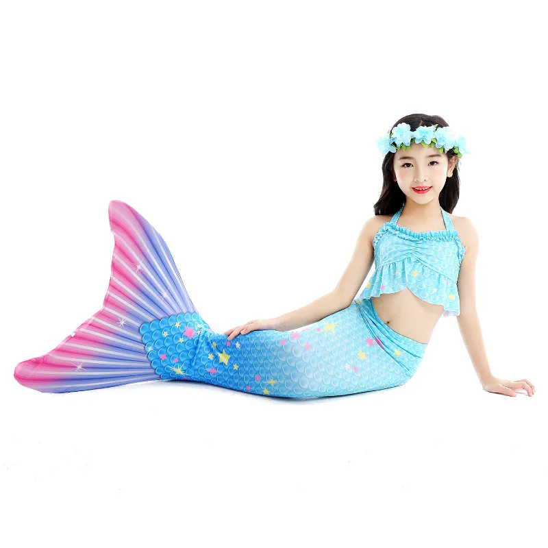 Новинка! Детское платье с хвостом русалки ожерелье моноластами для девочек