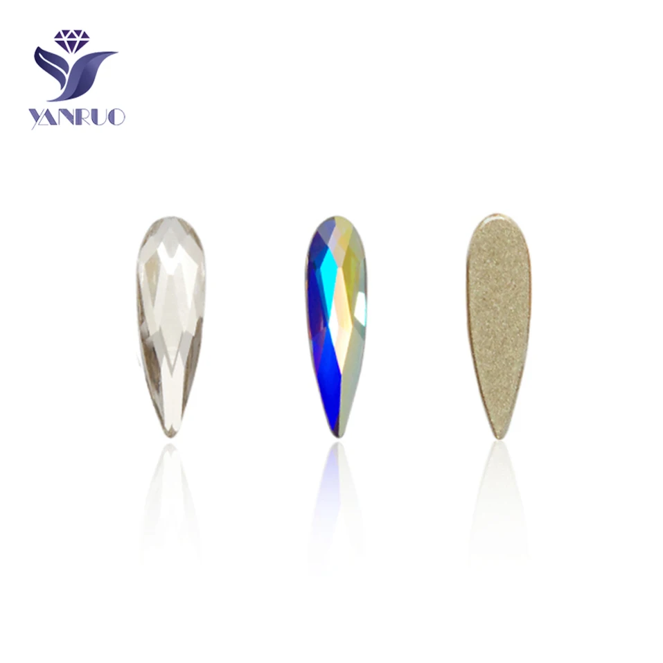 

YanRuo Clear Crystal AB Glass Beads Flatback Non Hotfix Nail Art Glitter Jewelry Making Rhinestones 3D Manicure Tips Decoration