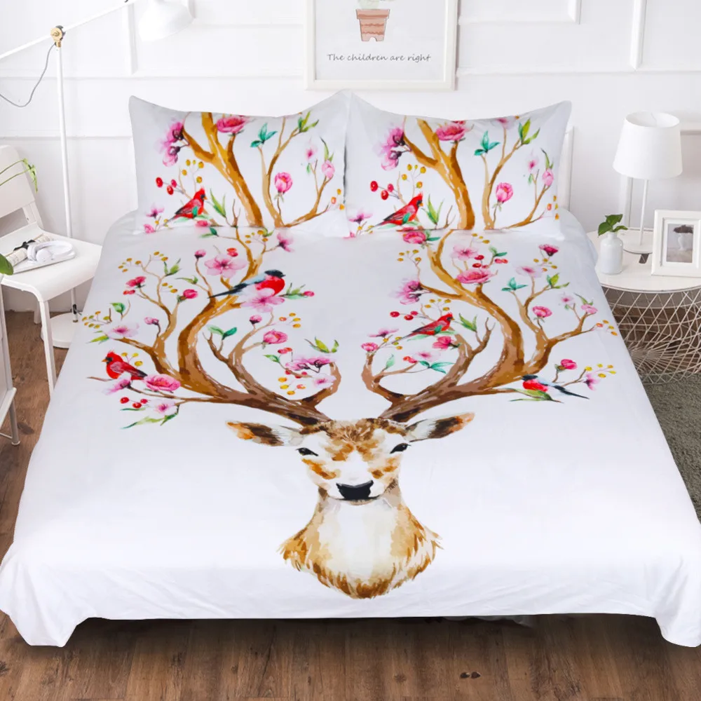 Комплект постельного белья с цифровым 3D рисунком оленя креативный подарок на