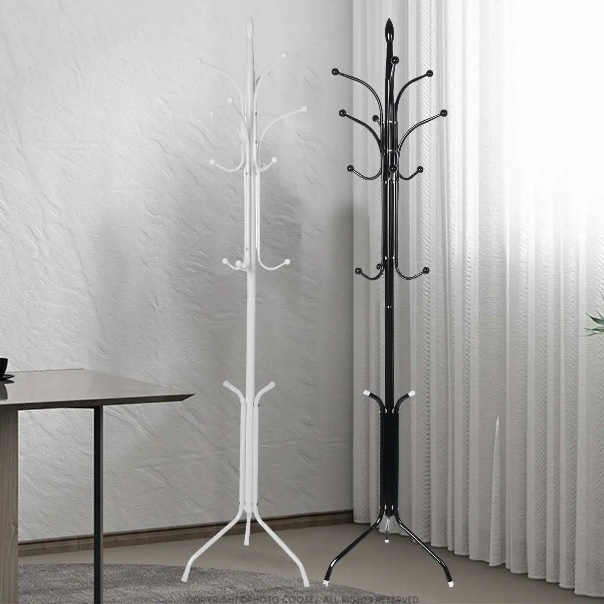 

16 Hooks Coat Stand Metal Assembled Hangers Hat Coat Display Standing Rack Clothes Hanger Bedroom Clothing Organizer