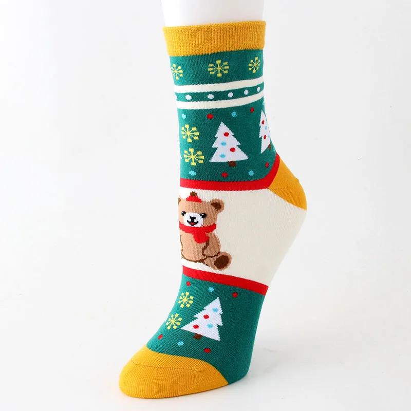 P Cotton Socks Cute Funny Women Sock Colorful Cartoon Kawaii Santa Elk Socks Christmas Gift For Girls Cute funny design#F - Цвет: P
