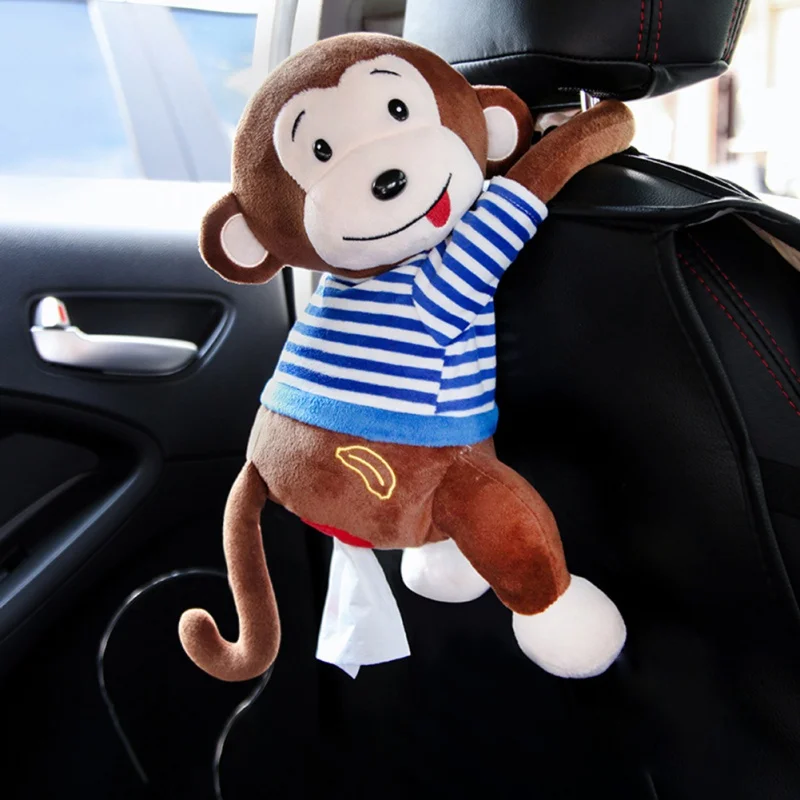 

Creative Tissue Box Cute Monkey Paper Napkin Case Cute Cartoon Animals Car Paper Boxes Wall Car Hanging Napkin Holder #1