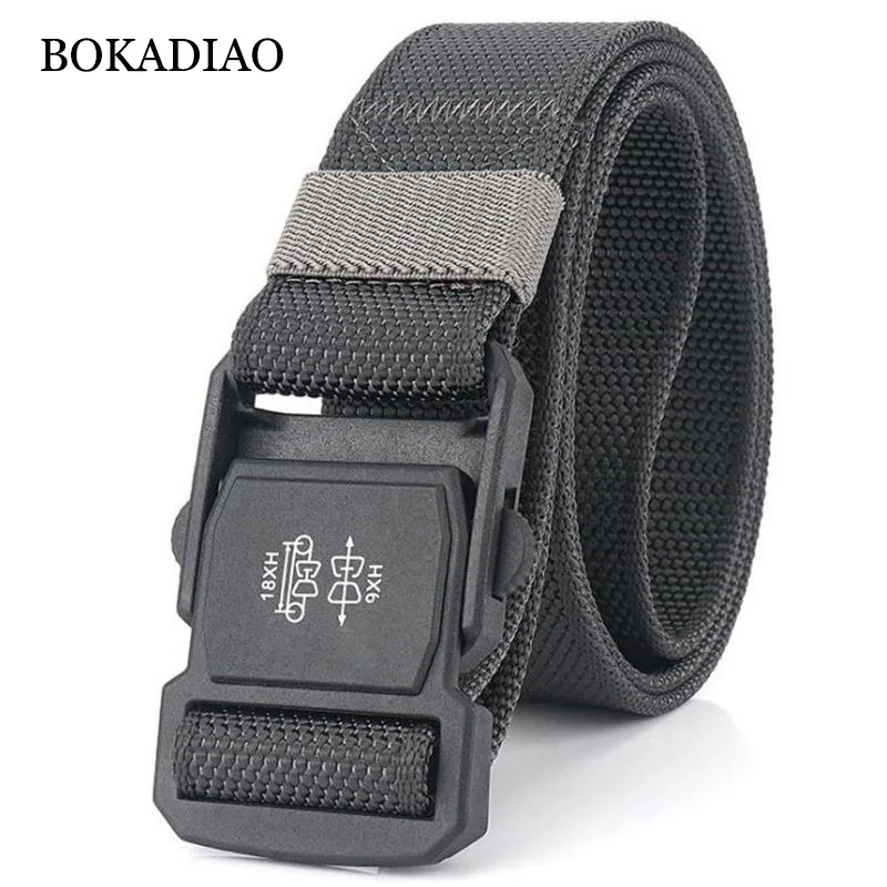 

Мужские тактические ремни BOKADIAO, камуфляжный нейлоновый пояс для тренировок на открытом воздухе, с противоаллергенной пластиковой пряжкой