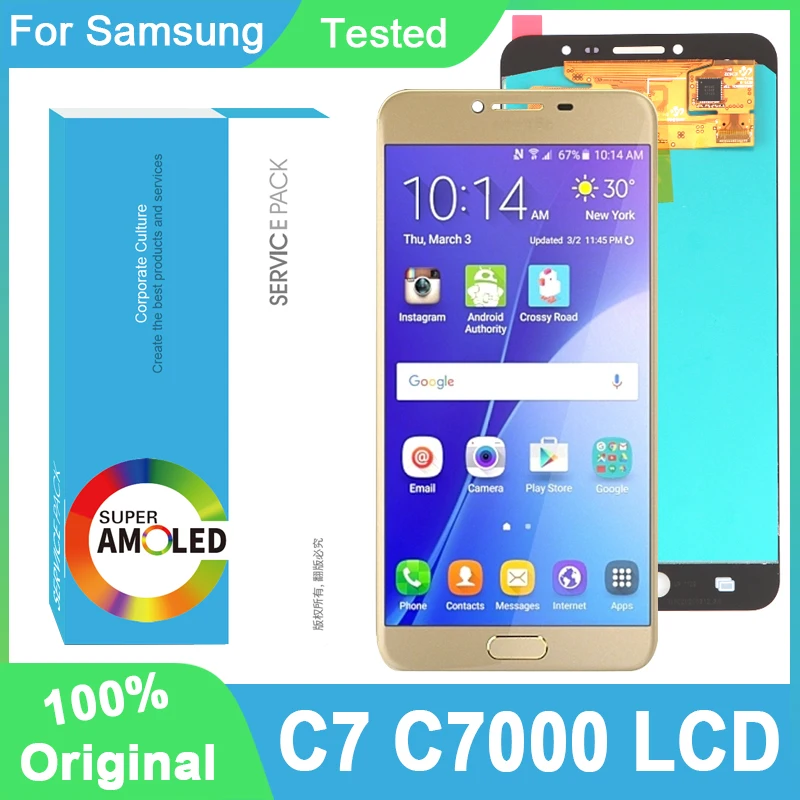 100% Оригинальный AMOLED 5 7 ''ЖК дисплей для Samsung Galaxy C7 C7000 SM-C7000 Полный ЖК-дисплей