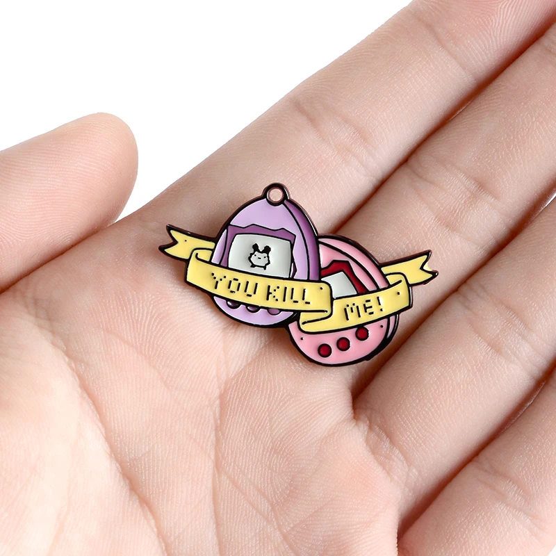 You Kill Me эмалированная булавка Ретро пиксель мультфильм забавное яйцо виртуальное