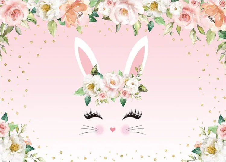 Pink Some Bunny Is Turning One Party Backdrop for Photography Easter Floral Rabbit Background Spring Flowers Girl Baby Shower enlarge