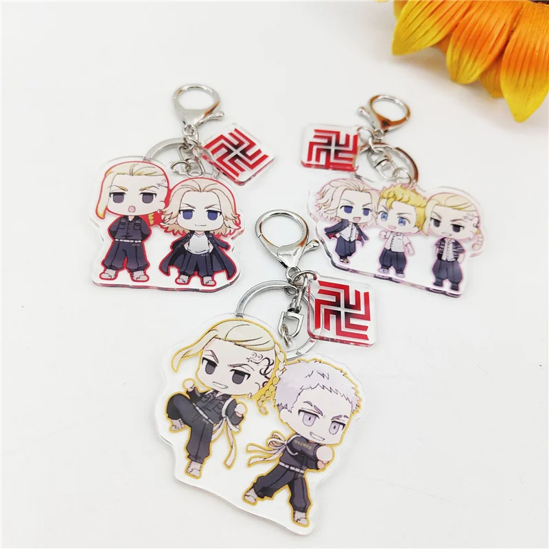 

2021 Hot Anime Tokyo Revengers Key Chains Cosplay Manjiro Ken Takemichi Hinata Atsushi Chibi Kawaii Bag keychain Fans Keyrings