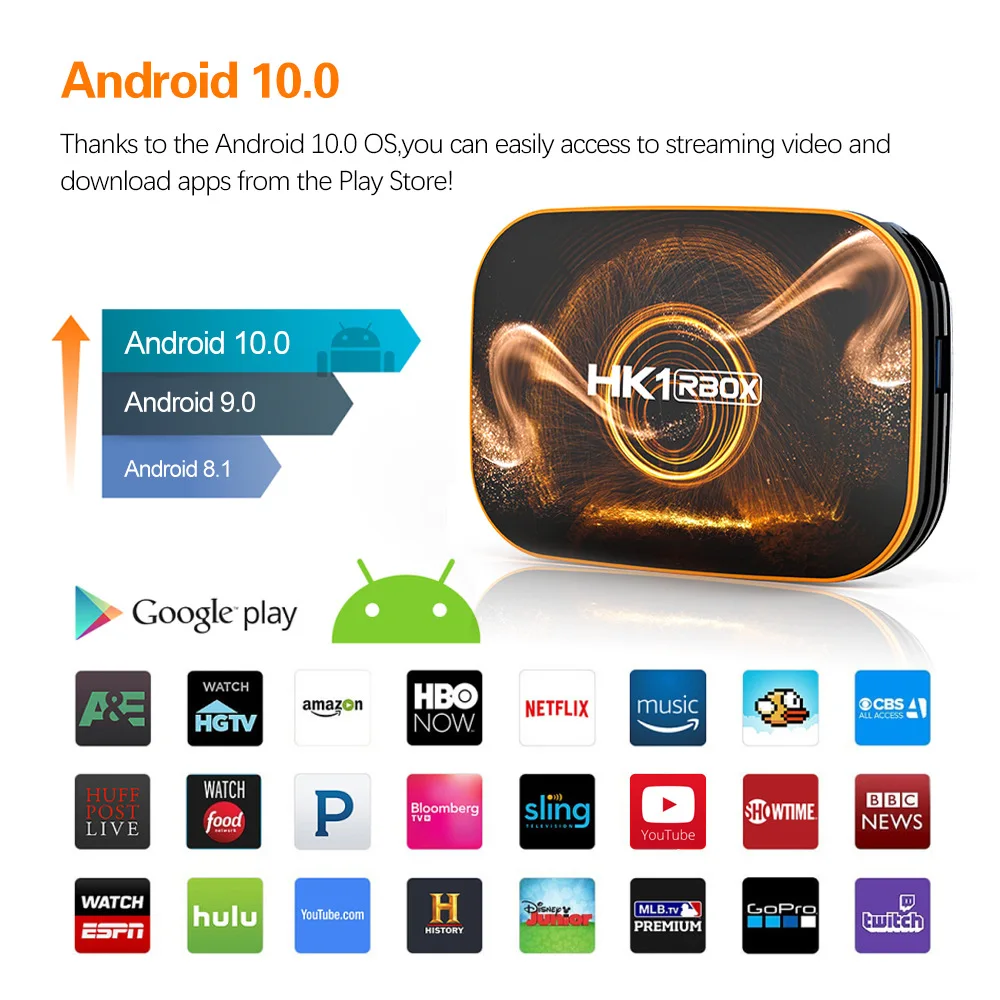 HK1 RBOX Smart TV BOX Android 10 0 4 Гб 64 RK3318 1080p 4K Neflix Google Player Youtube Set Top Box BOX|ТВ-приставки и