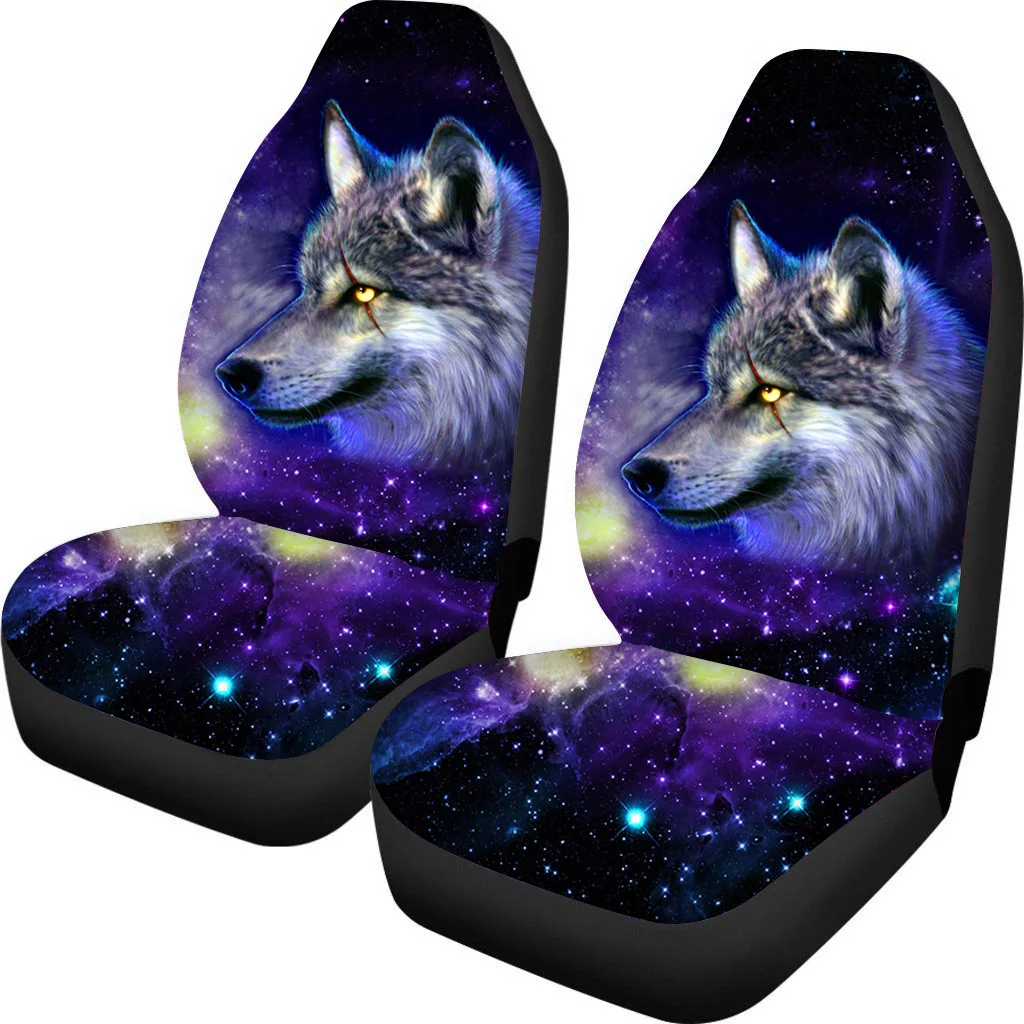 

PinUp Angel Ferocious Wolf Printed Easy to Install Vehicle Front Seat Covers Durable Car Seat Cushions Thick Auto Protector Hot