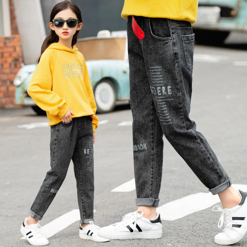 Эластичные облегающие джинсы для девочек новинка весны 2020 школьные повседневные