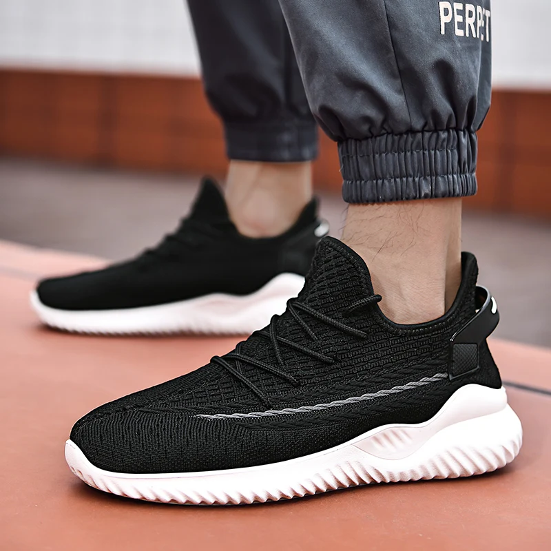 

Men's Summer Casual Shoes Fly Woven Mesh Breathable Lace Up Sports Shoes Lightweight Large Comfortable Anti Slip Casual Shoes