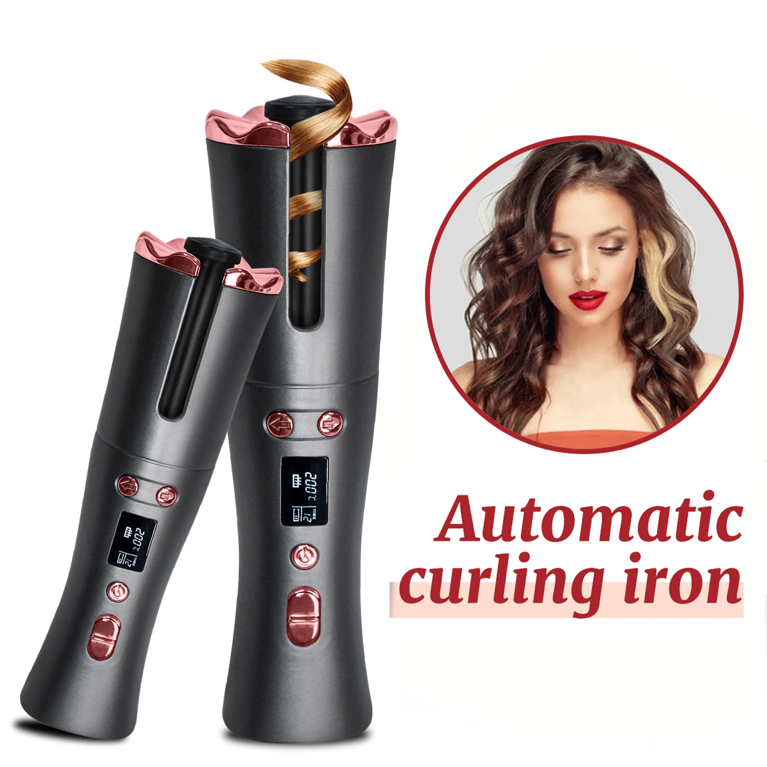 

New Automatic Hair Curler USB Charging Curling Iron Wireless LCD Display Hair Curler Rollers Machine Curling Irons Hairs Crimper