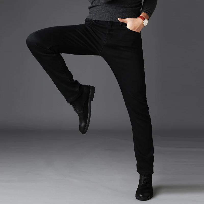 

SHAN BAO 2021 autumn luxury high-quality lyocell stretch slim straight men's fashion jeans a pair of jeans that will not fade