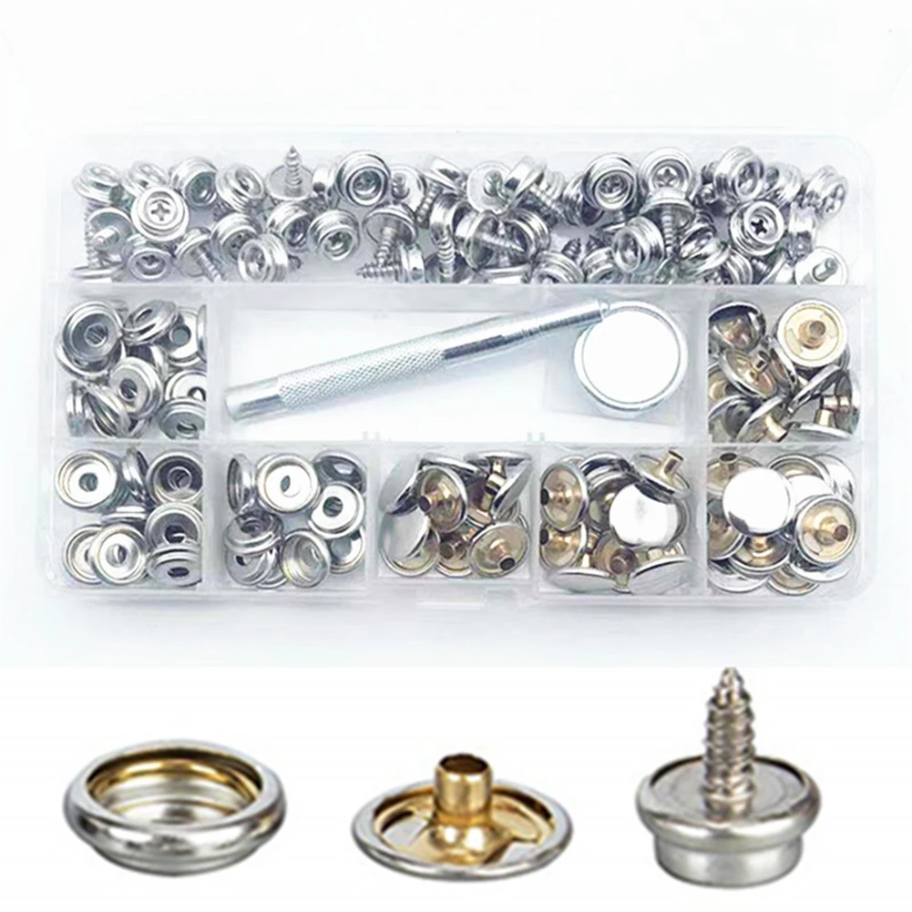 

152PCS Stainless Steel Snap Fastener Screw Snap Fasteners Stainless Steel