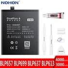 Аккумулятор NOHON сменный для Oneplus 7 Pro 6 5 5T 3 One Plus 7Pro 1 + BLP657 BLP637 BLP613 BLP699 A6000 A5010 A5001 батарея