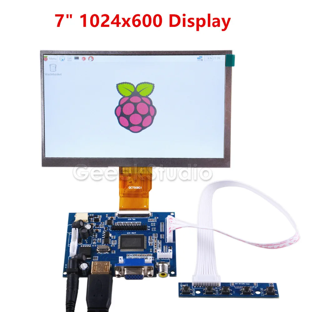 Raspberry Pi 7 дюймов ЖК-дисплей Дисплей 1024*600 TFT монитор Экран с привод доска для Raspberry Pi 2/3 Модель B/4 B - Цвет: 7 inch 1024x600