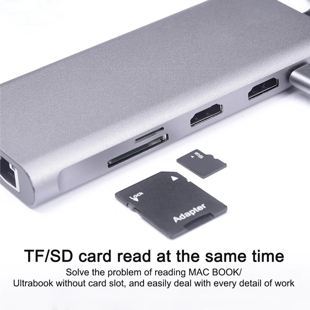 

11 In 1 Audio Card Reader 4K Laptops Aluminum Alloy USB C Hub Adapter RJ45 Docking Station VGA PD Gigabit Ethernet Type-c