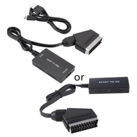 scart to hdmi compatible converter with cable for hdtv monitor projector vhs stb sky blu ray dvd player w usb cable