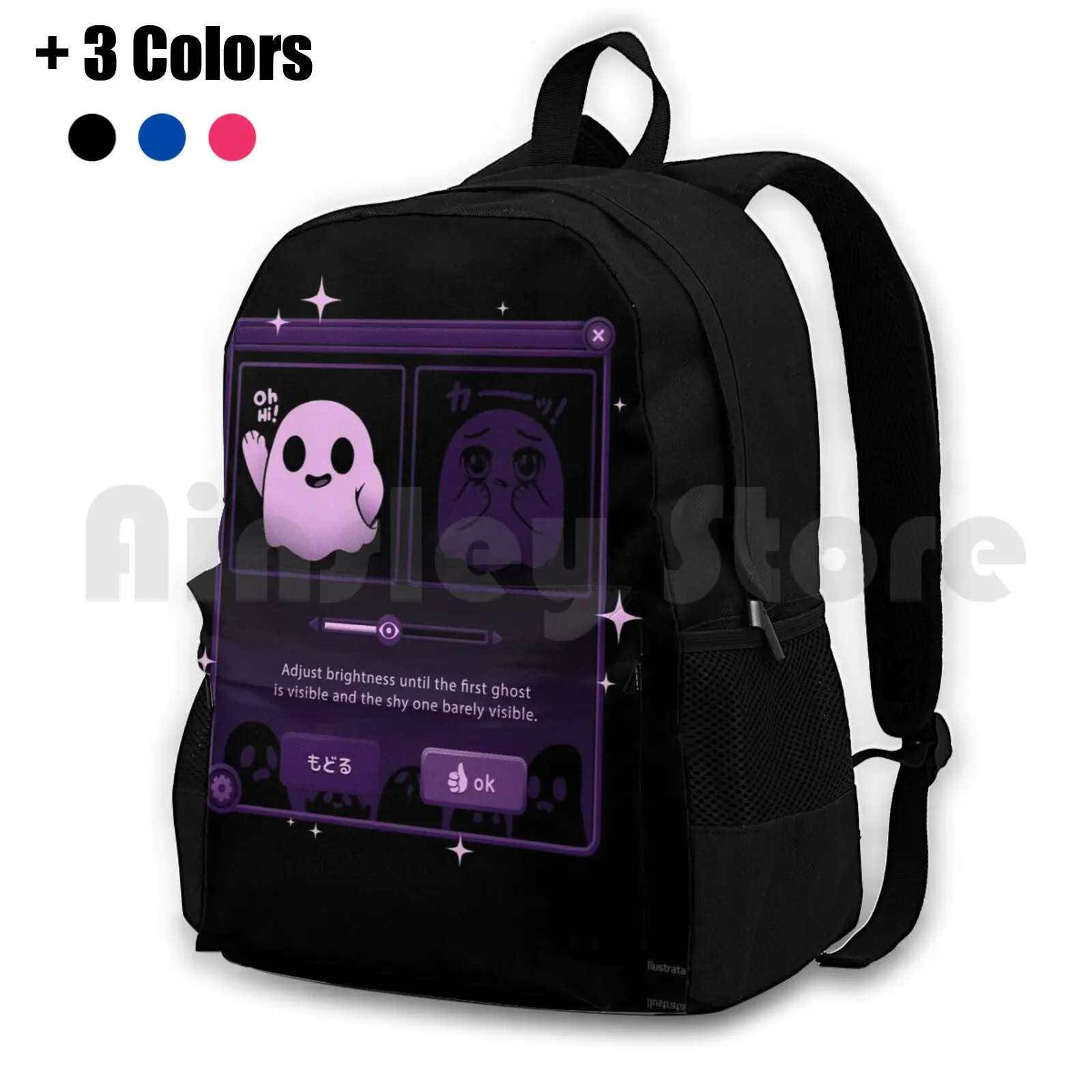 

Dandere Ghost Outdoor Hiking Backpack Waterproof Camping Travel Anime Computer Brightness Ghost Spirit Shy Senpai Kawaii Cute