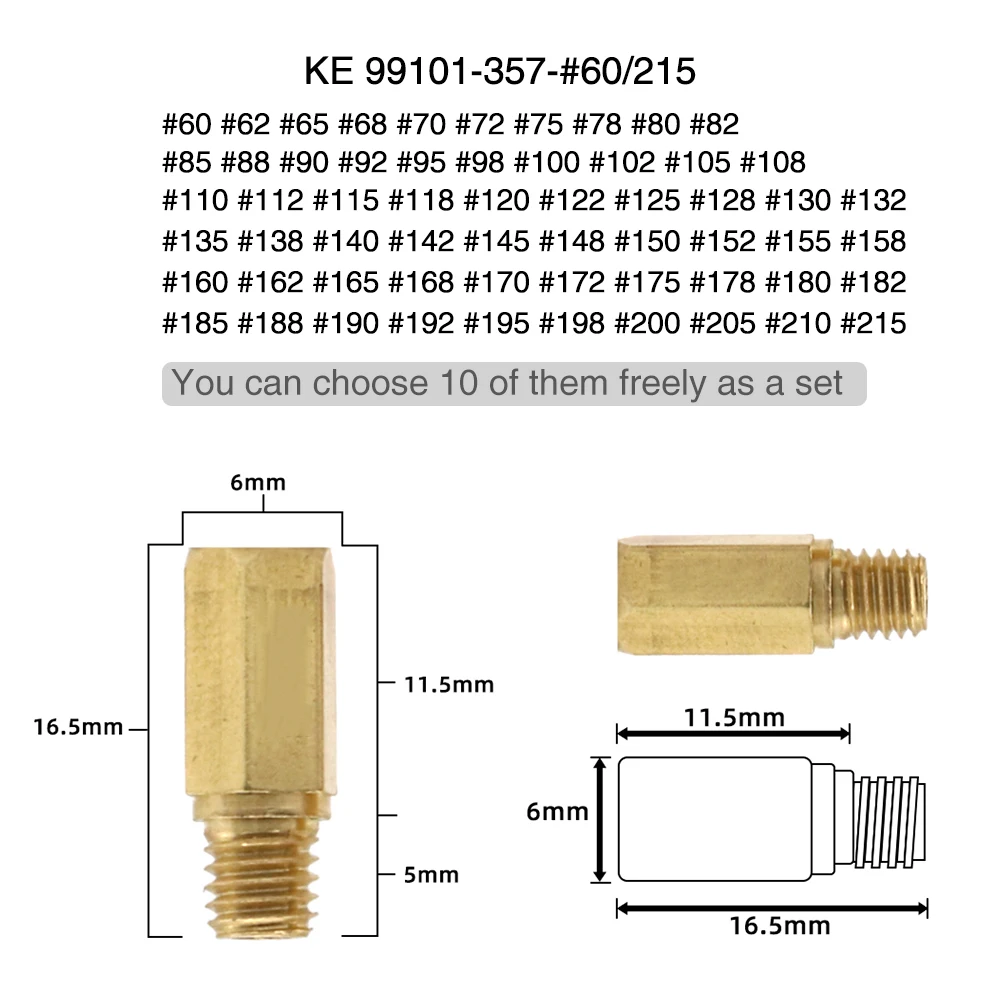 ZSDTRP 10 шт./компл. #60-#215 Бесплатный выбор основной струйный комплект карбюратора для PWK Keihin FCR KOSO OKO PD PE Форсунка для мотоцикла