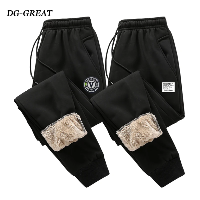 Осенне зимние утепленные штаны для мужчин повседневные теплые меховые свитера