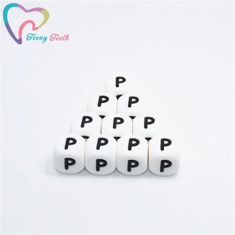 10 шт. буквы P алфавита игральные кости свободные силиконовые бусины в 26 букв