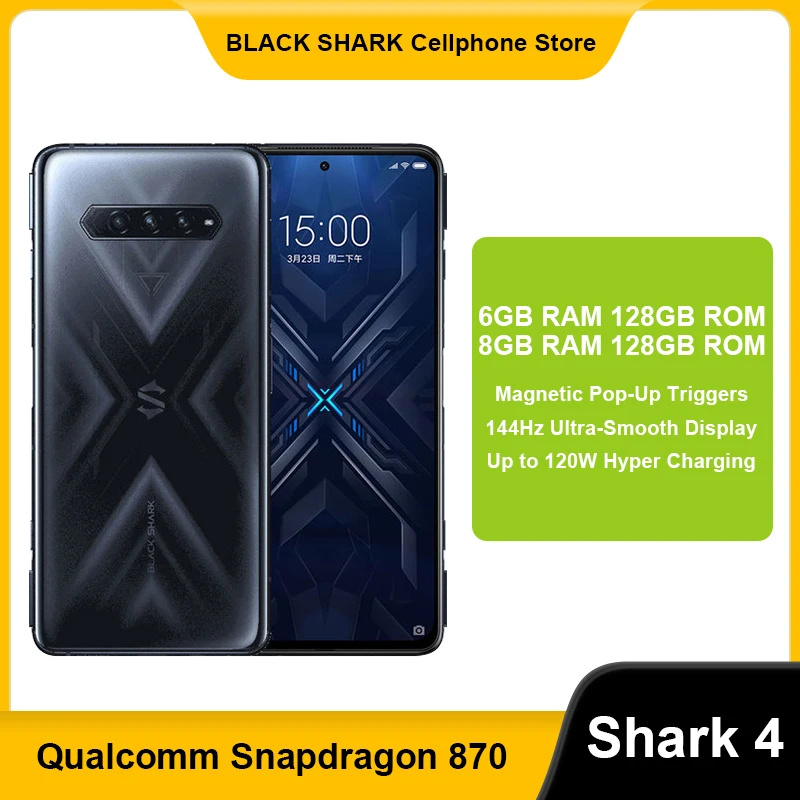 

Black Shark 4 5G Mobile Phone Global Version 12G 128G Smartphone NFC Snapdragon 870 144Hz 67W Cellphone Game Phone