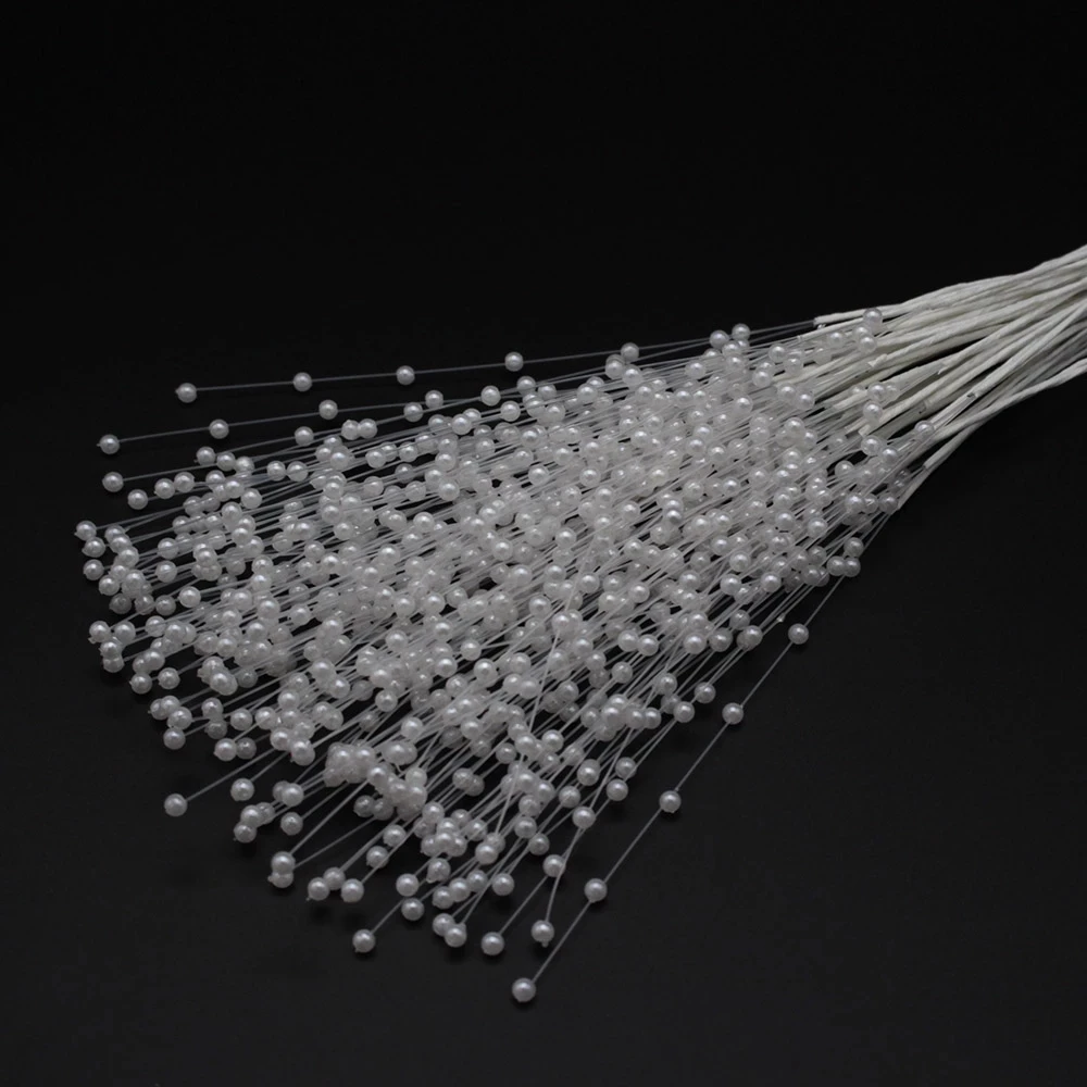 

3 pcs/Bunch Creative Pearl Bridal Bouquets White Beaded Handmade Flower Stem Beads Wedding Party Bouquet Decorations