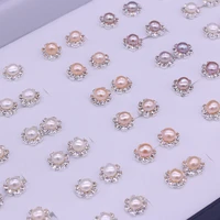 new style natural freshwater pearl earrings for women bread beads drill stud earrings wedding birthday love romantic gift