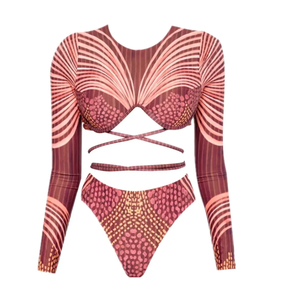 

Sexy Long Sleeve Push Up Bikini Set Cut Out Bandage Bikinis Women Swimwear 2020 High Cut Swimsuit Two Piece Swim Bathing Suit