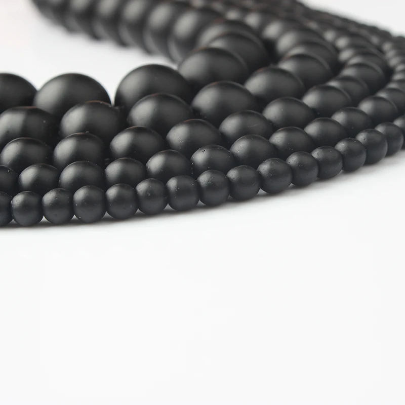 Модные ювелирные изделия LanLi 4/6/8/10/12 мм черные меланжевые гладкие стеклянные