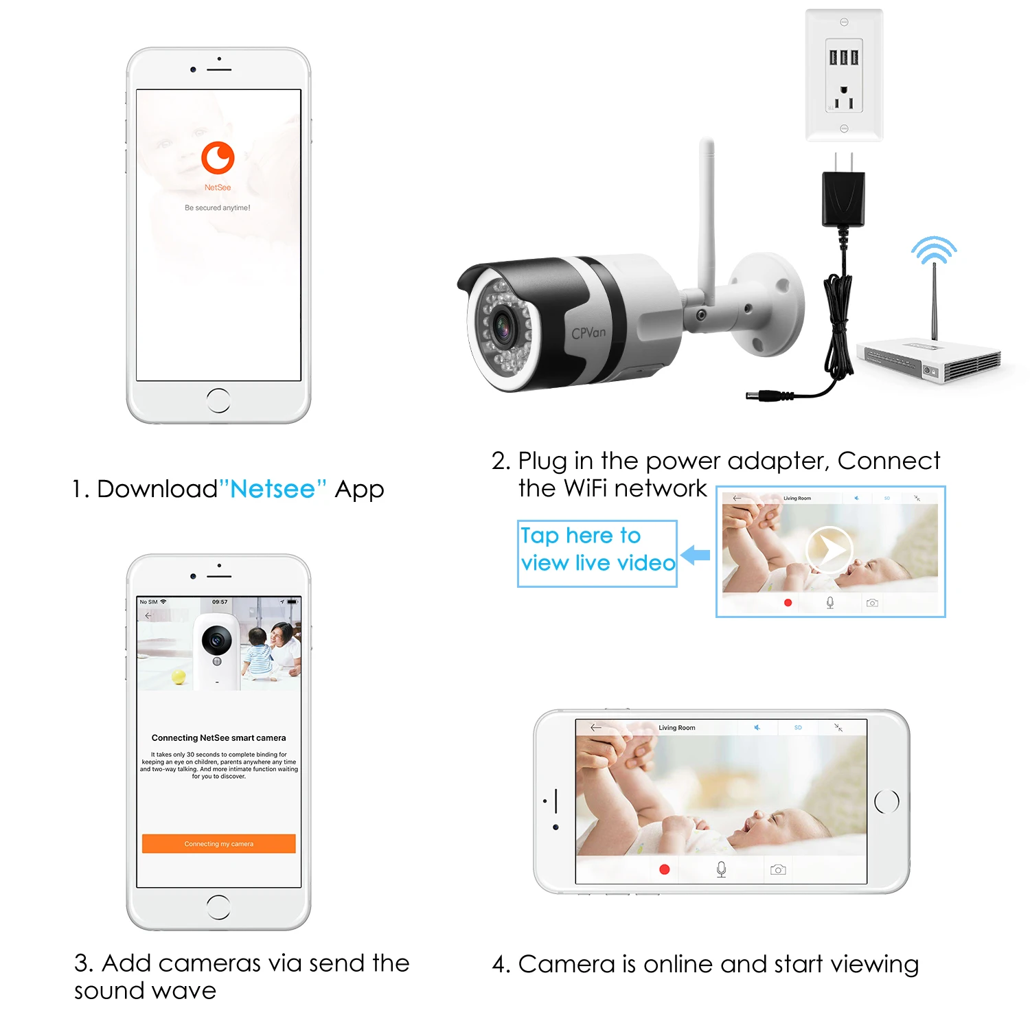 CPVan IP6 IP камера уличная видеокамера wifi HD 1080P Wi-Fi пуля камера с водонепроницаемым ночным видением обнаружения движения беспроводной открытый видео Surveillanc