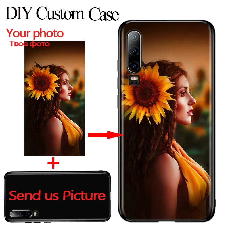 Black Cover DIY Custom Personalized for Huawei Nova 3 4E 5T 3i P Smart Z Plus 2019 P40 P30 P20 Pro P10 P9 Lite Plus E Phone Case